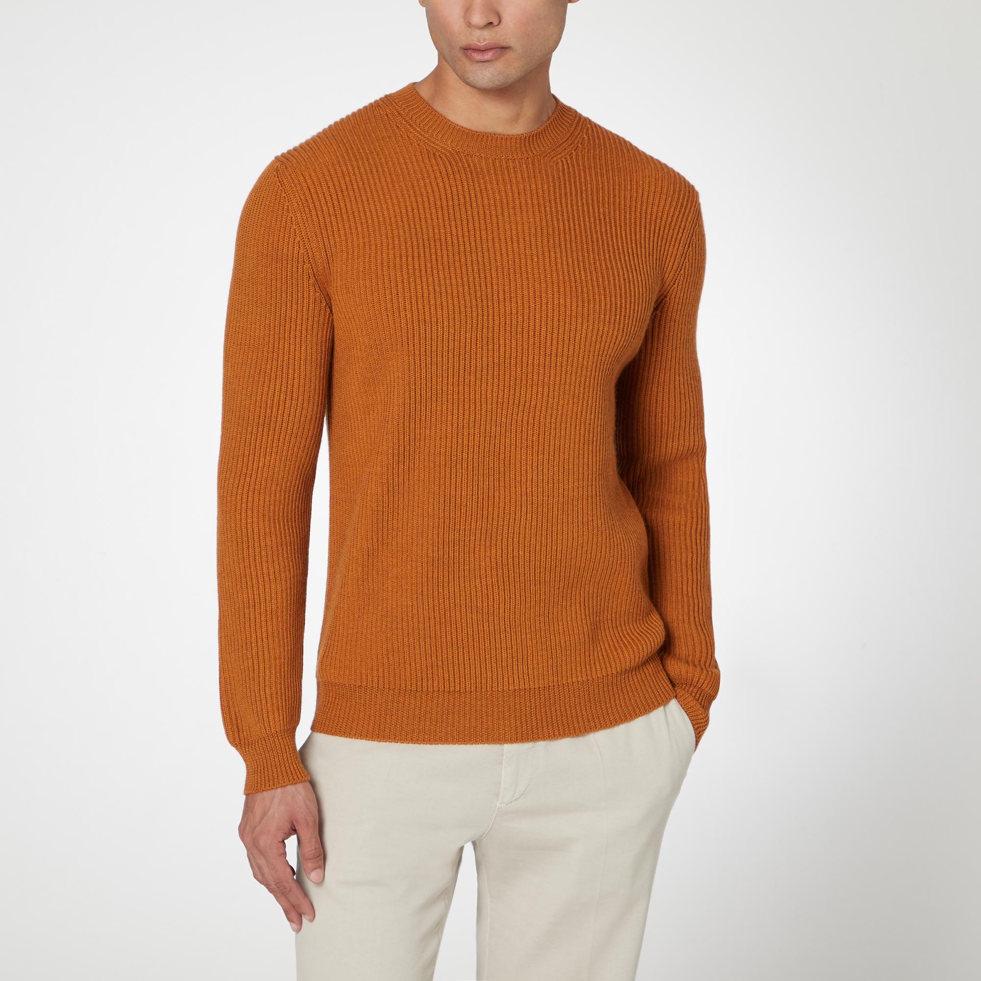 Ribbed Knit Crew Neck Sweater